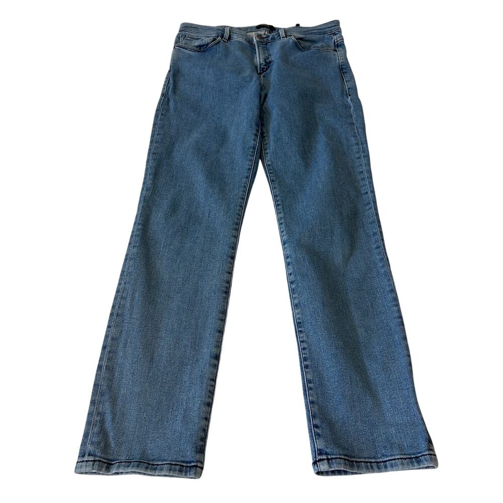 Theory Women High Rise Jeans Sz 28 Blue Medium Wash Straight Leg Casual Stretch